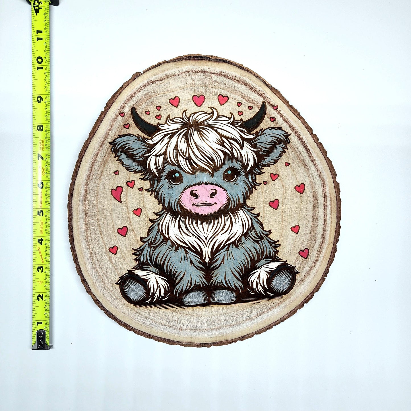 Whimsical Woodland Cow Art, Live Edge Nursery Decor for Kids Rooms