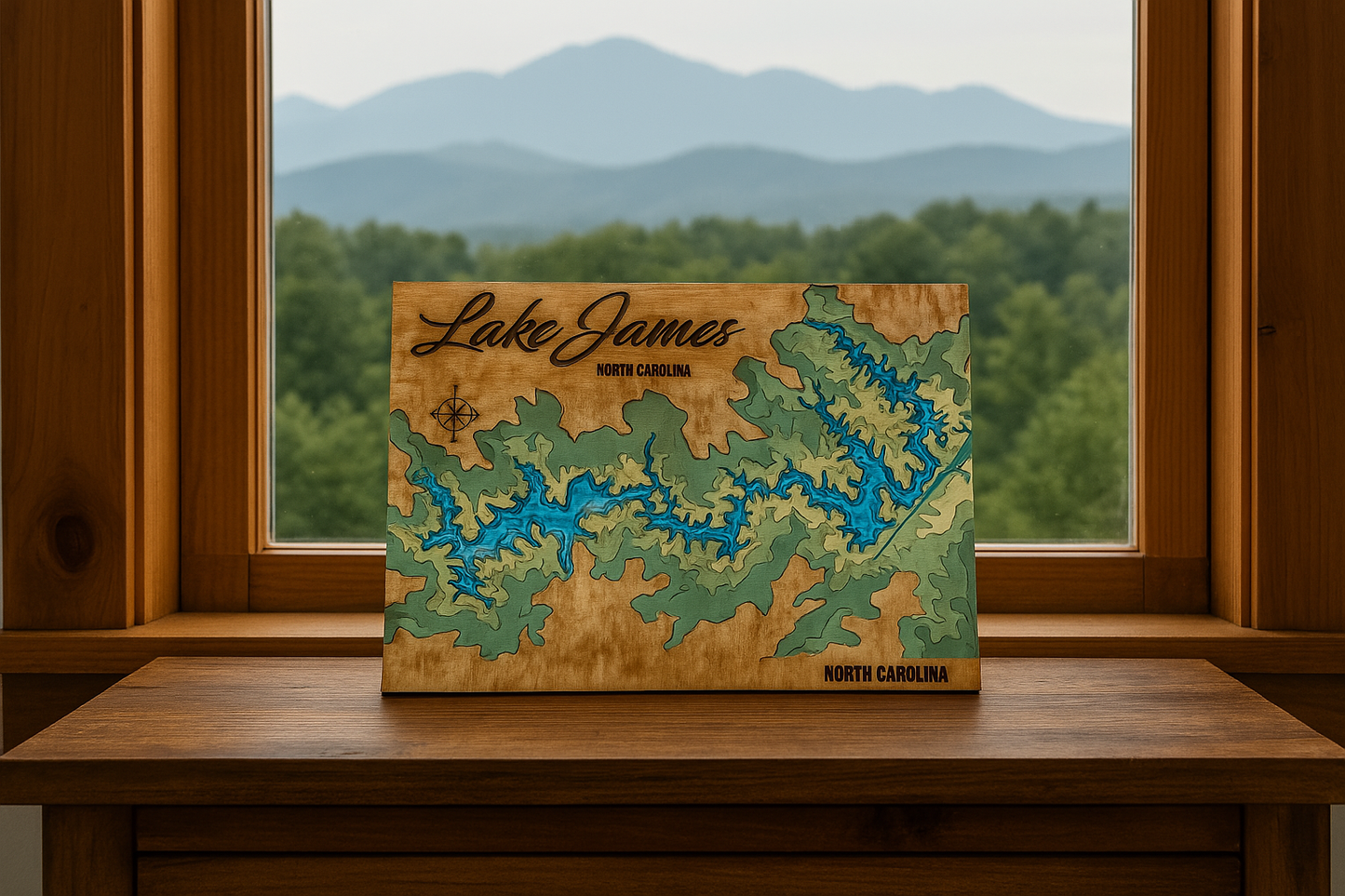 Lake James, NC Topographic Map – 7 Layer Laser Cut Wall Art
