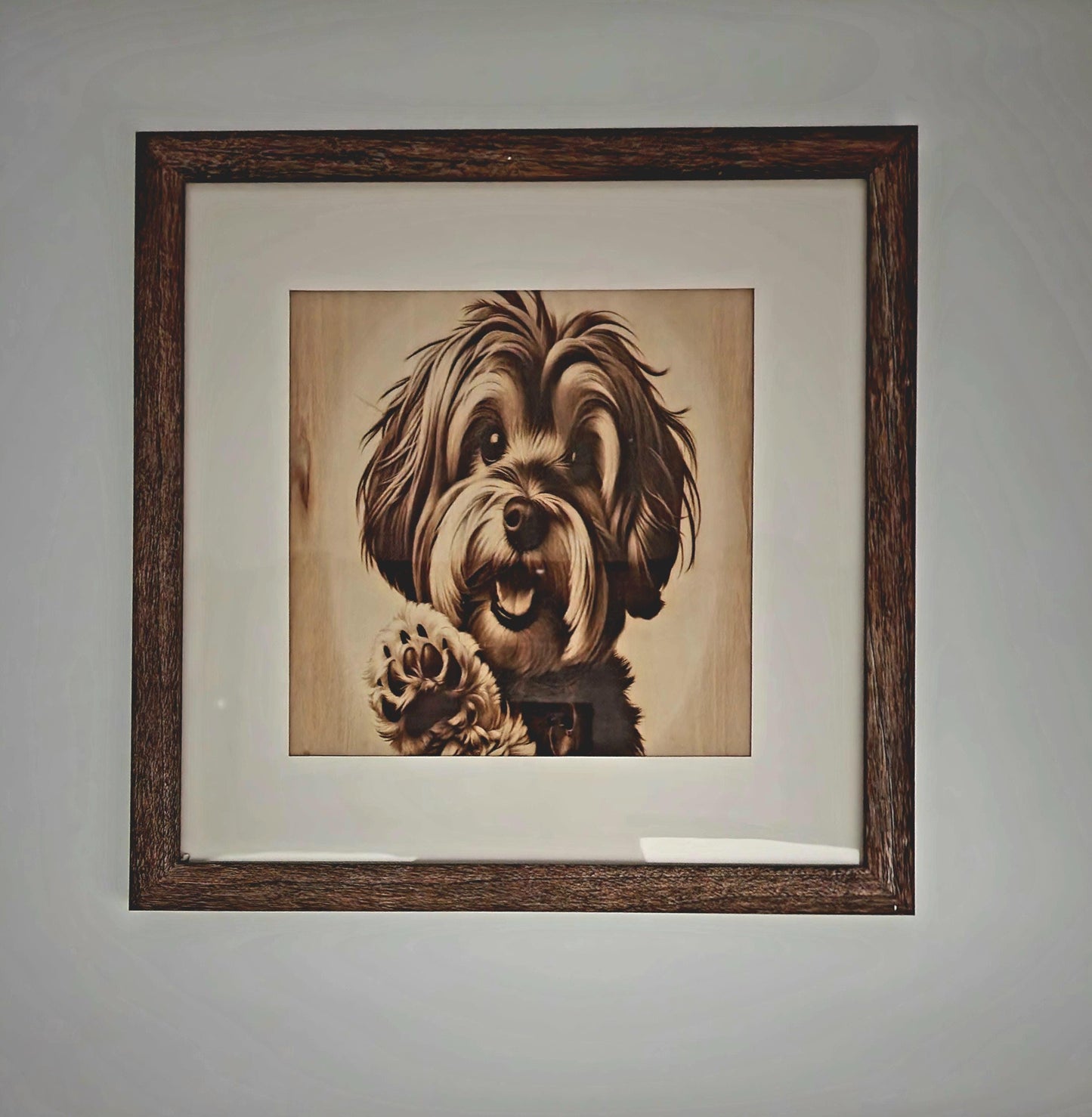 Charming Laser Engraved Havanese Dog with Frame – Personalized Pet Art