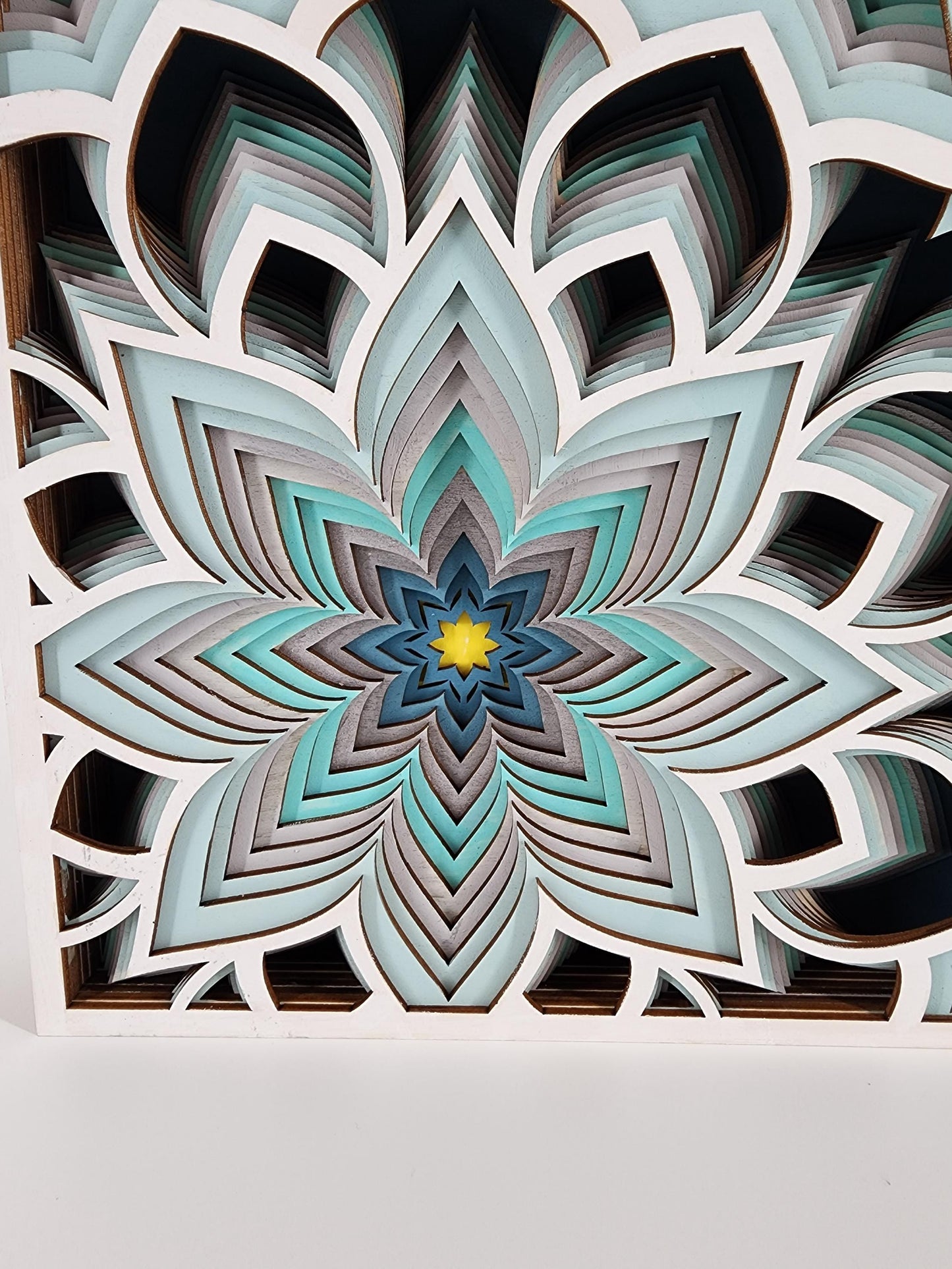 Wooden Mandala Wall Art, 12 Layer Laser Cut Mandala Art Wall Decor