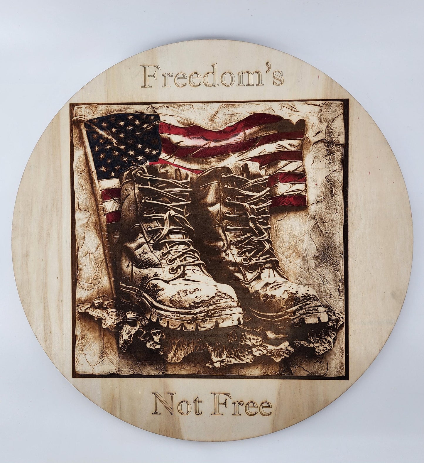 Freedom’s Not Free – 3D Patriotic Wall Art with Military Boots & USA Flag