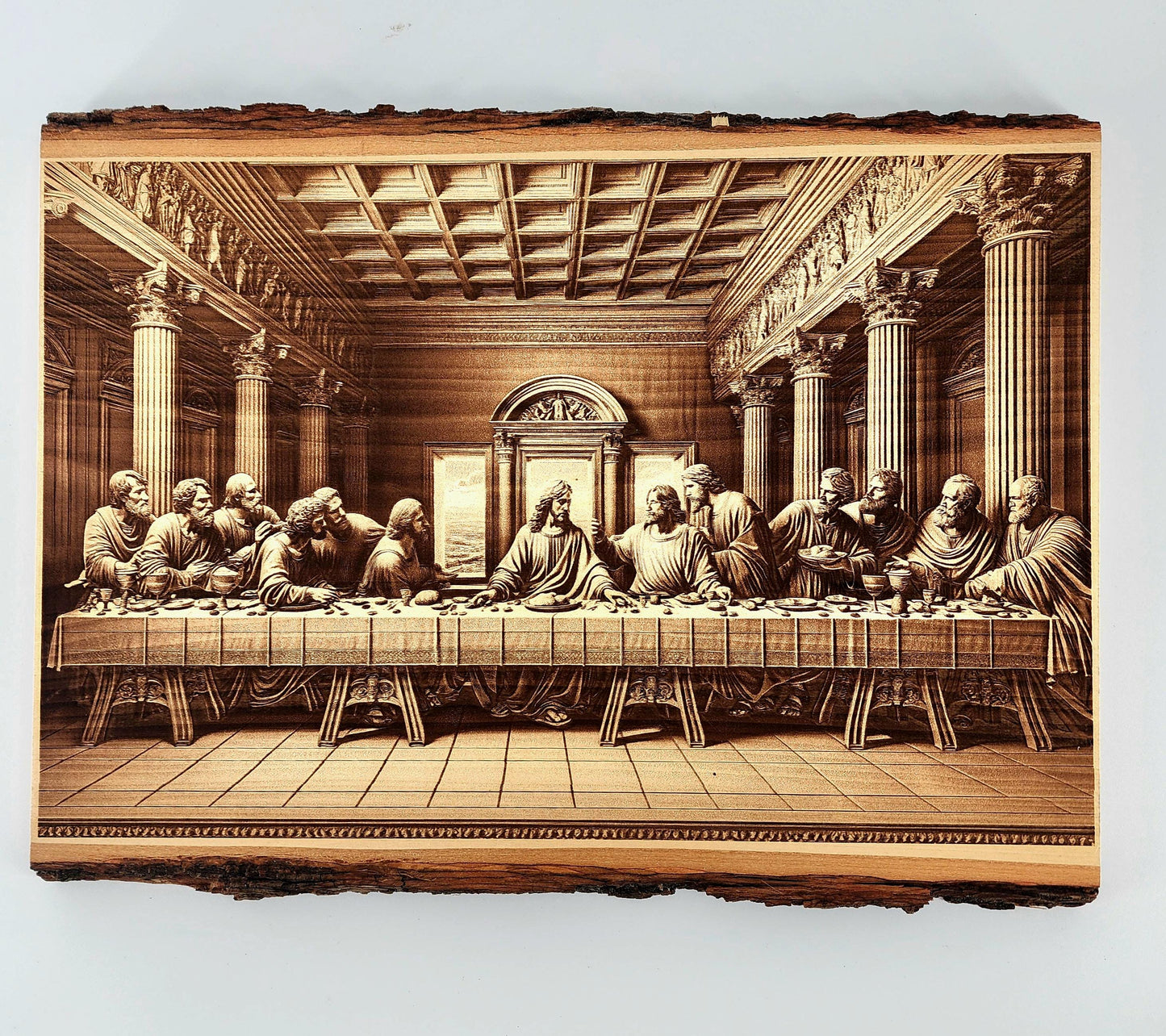 Laser Engraved Last Supper Wall Art, Engraving Wood Catholic Wall Art