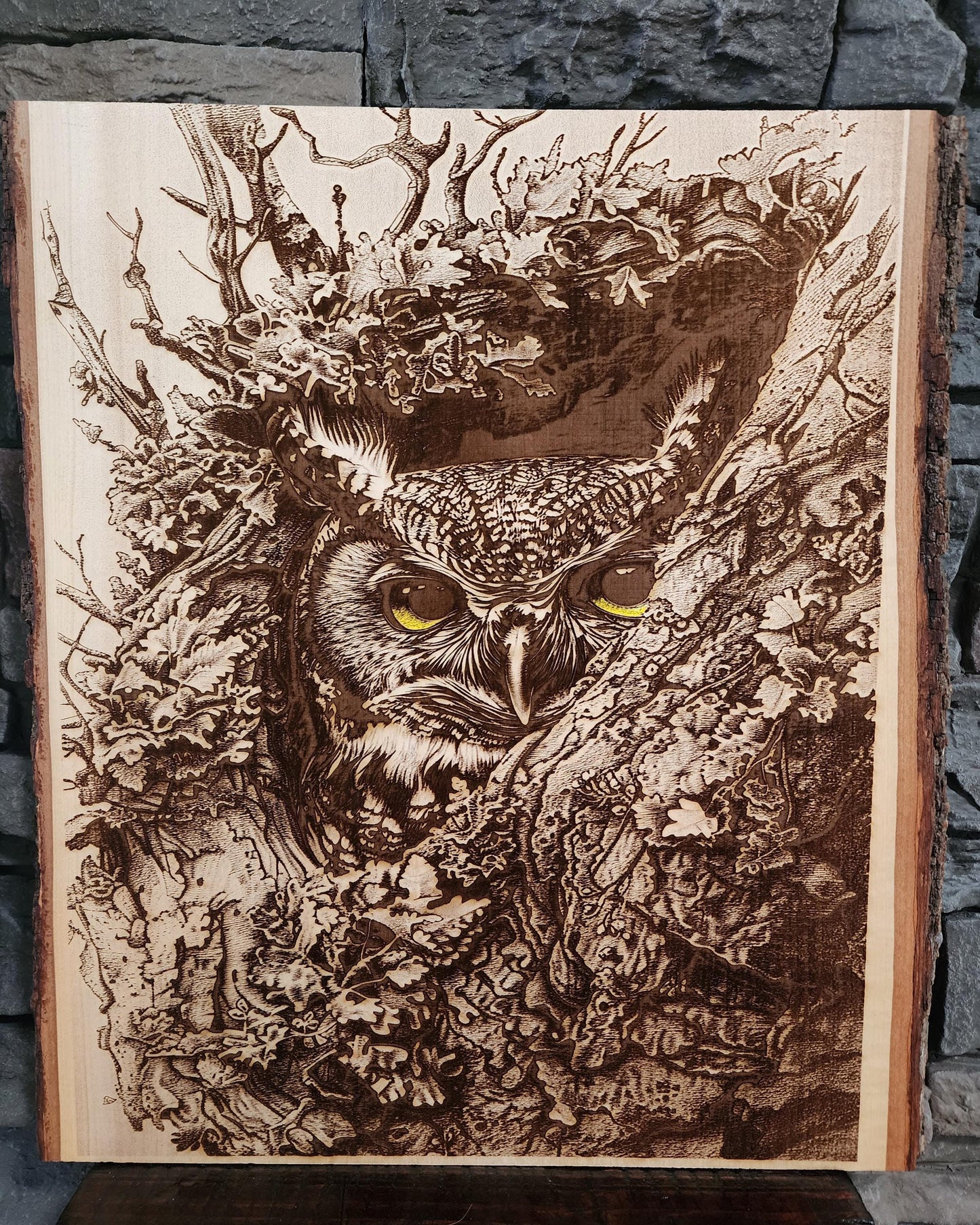 Laser Engraving Owl in Tree Wall Art, Bird Wall Art, Nature Lover Gift
