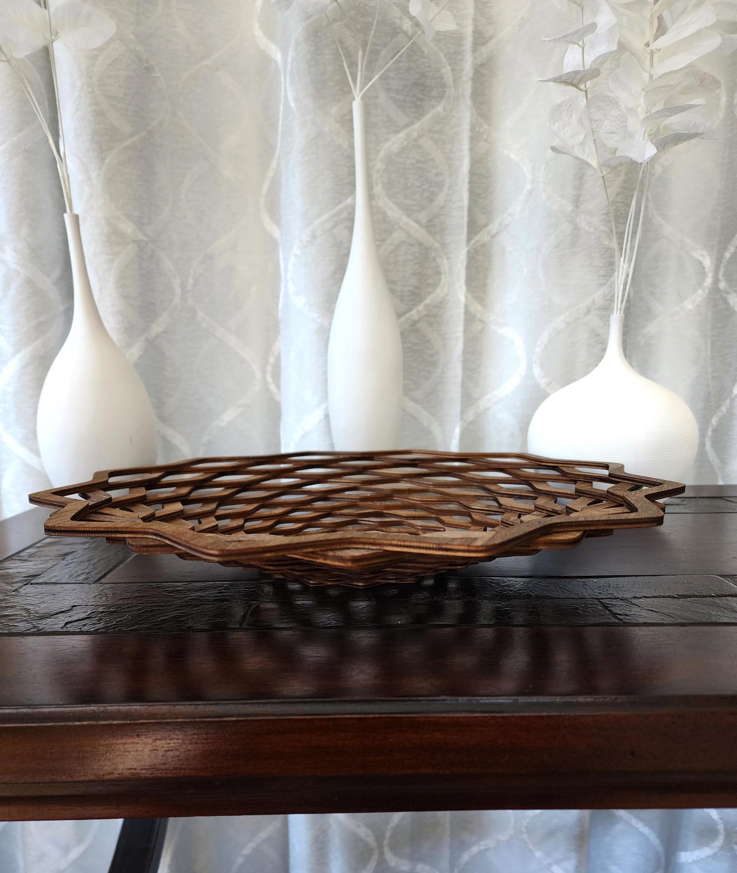 Laser Cut Multi Layered Spiral Yin Yang Wooden Bowl – Decorative Art