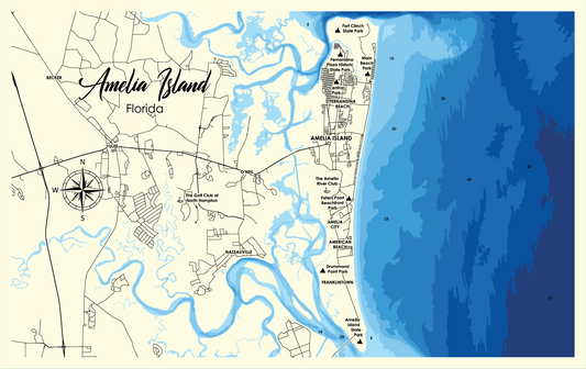 Amelia Island, Florida – Bathymetric Coastal Map