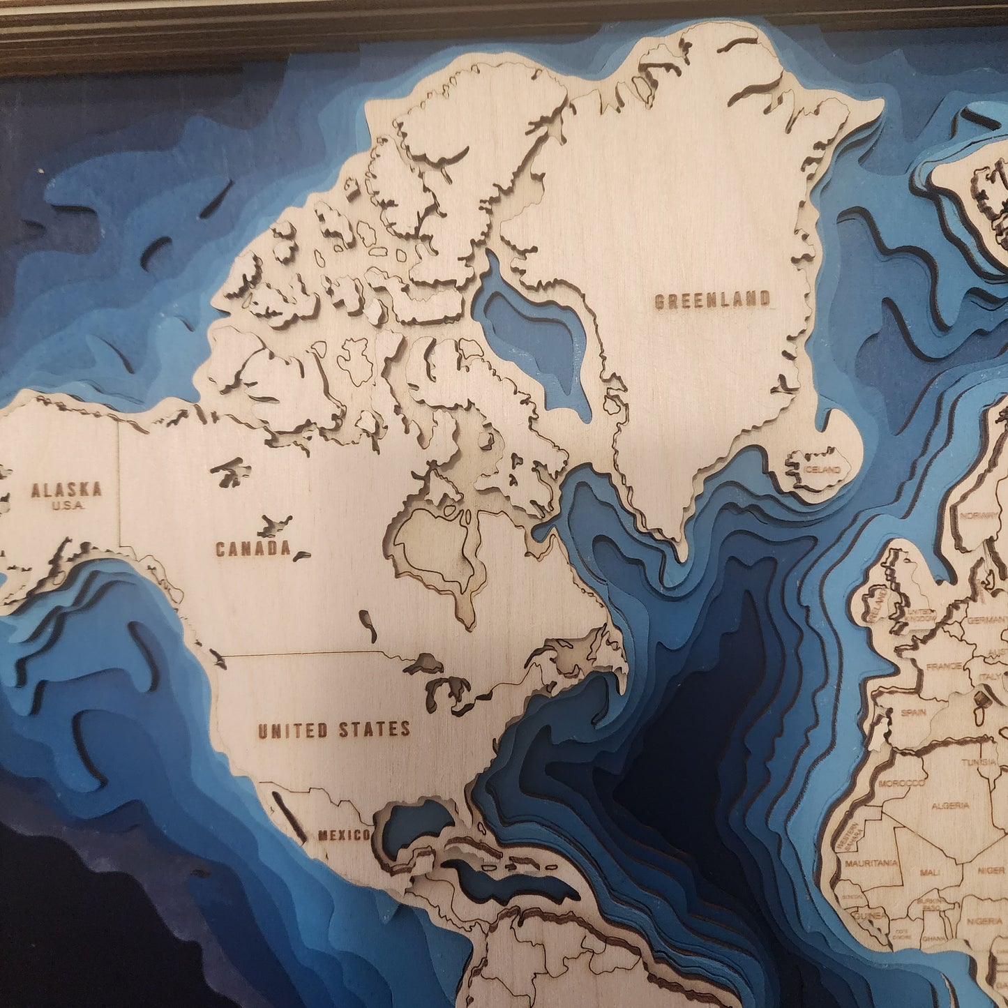 World Map - 11 Layers Wooden – 3D Laser Cut Wall Art with Ocean Depths