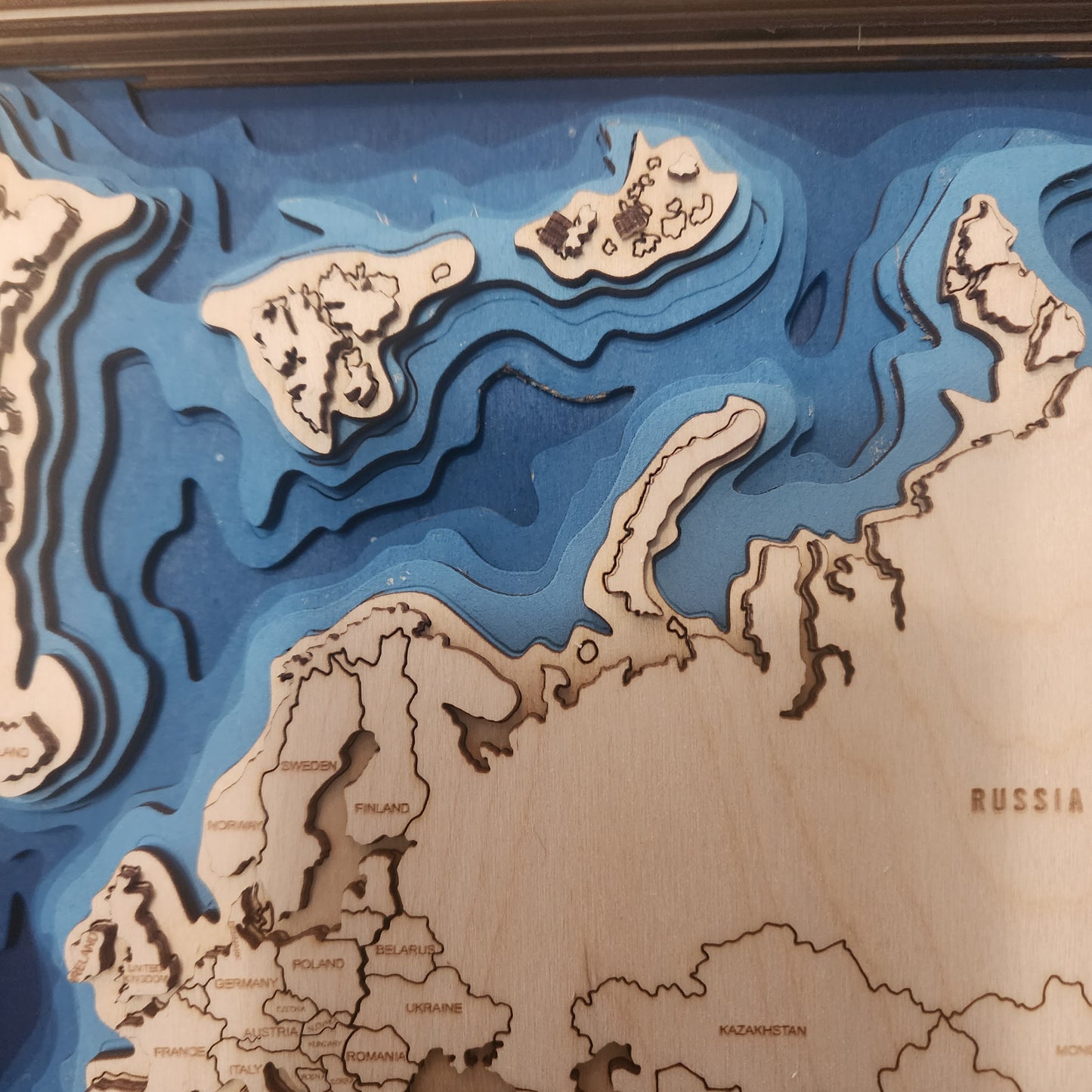 World Map - 11 Layers Wooden – 3D Laser Cut Wall Art with Ocean Depths
