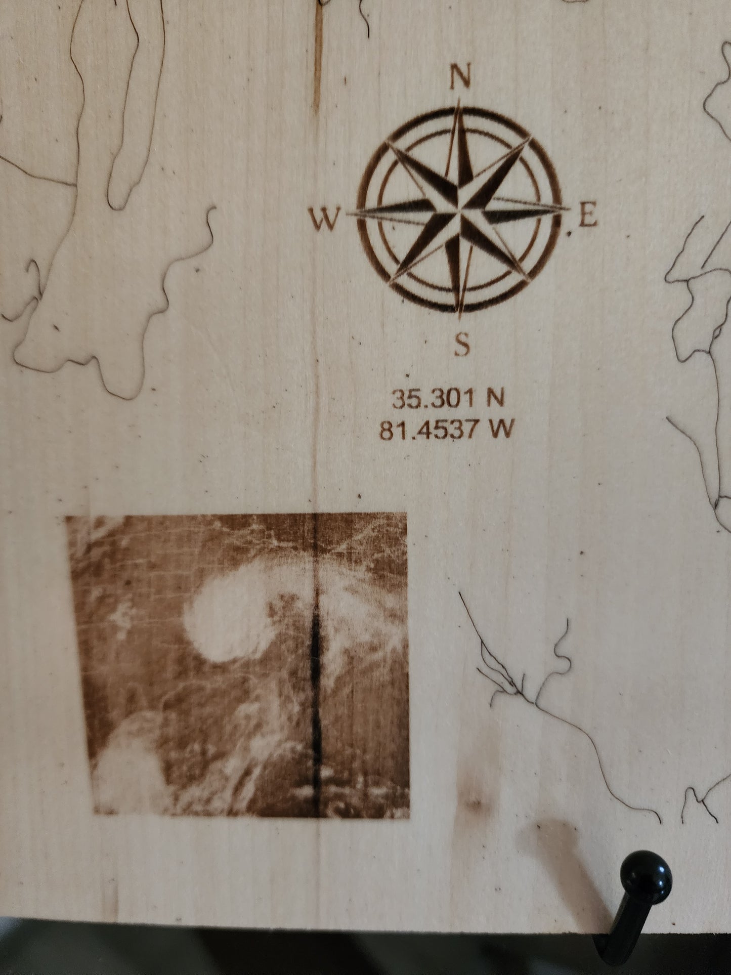 Lake Lure, North Carolina Live Edge Laser Engraved Map – Rustic Wall Art