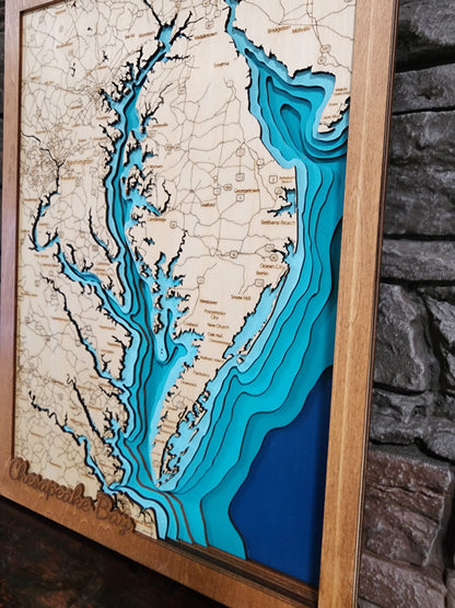 Chesapeake Bay 8 Layered Wood Map – Laser Cut Nautical Art
