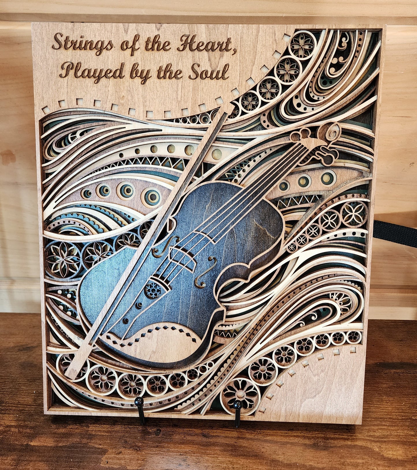 “Strings of the Heart” Layered Violin Art – 3D Laser-Cut Musical Wall Piece