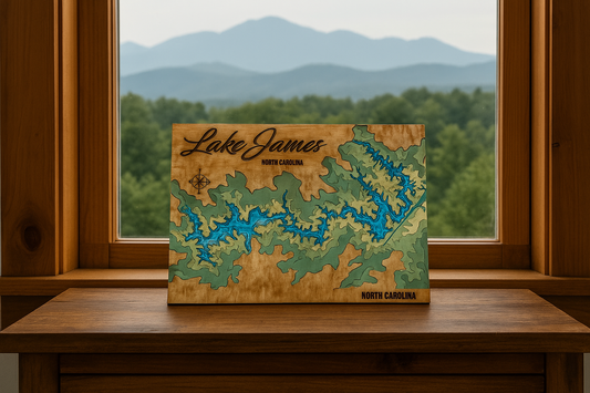 Lake James, NC Topographic Map – 7 Layer Laser Cut Wall Art