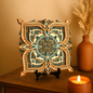10-Layer Mandala Wall Art – Intricately Laser-Cut Wooden Decor in Teal and Gold