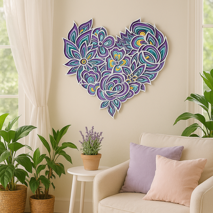 8 Layer Wooden Heart – Handmade 3D Laser-Cut Layered Wall Art