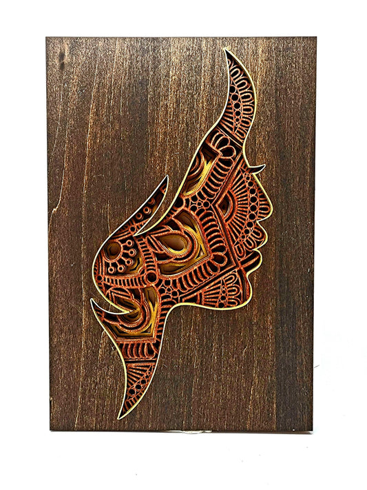 6 Layer Laser Cut Female Facial Features Wall Art - Intricate Layered Wood Portrait, Modern Minimalist Decor, Feminine Face Design - 1028