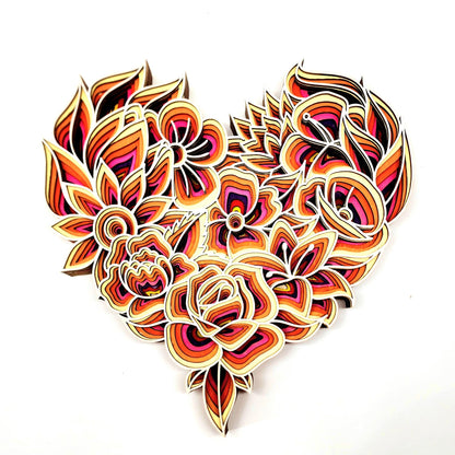8 Layer Wooden Heart – Handmade 3D Laser-Cut Layered Wall Art