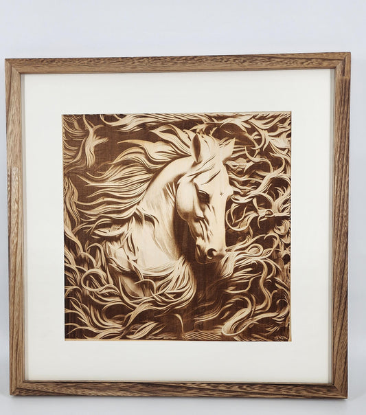 Horse Wall Art, Laser Engraved Wood Animal Wall Art, Rustic Horse Farmhouse Wall Decor, Horse Lover Gift, Living Room Decor