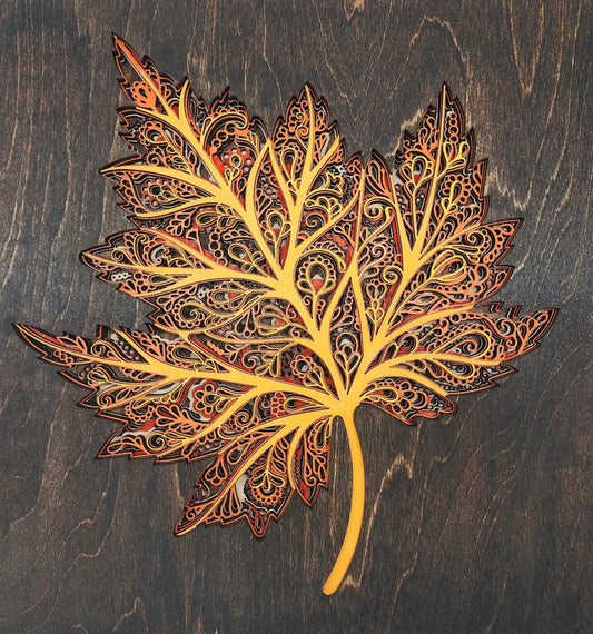 Fall Leaf Wall Art, 6 Layer Laser Cut Wooden Wall Art, Aesthetic Nature Wall Art. Modern Leaf Art Living Room Decor, Autumn Wall Decor