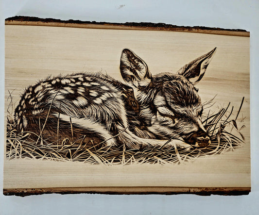 Baby Deer Wall Art, Laser Engraved Animal Woodland Nursery Art, Baby Animal Forest Deer Wall Decor, Animal Lover Gift