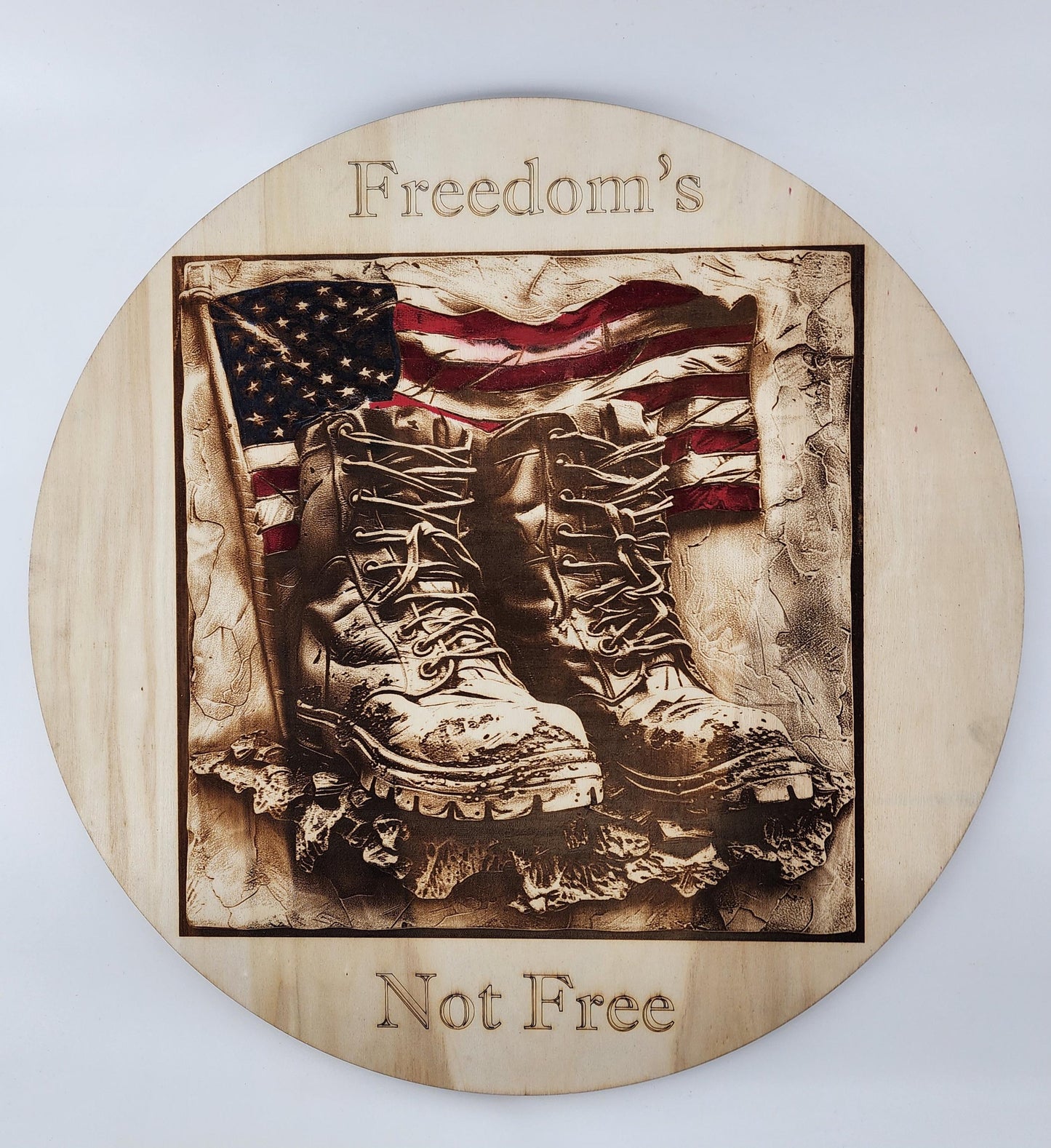 Freedoms Not Free Art, Military Boots With USA Flag Wall Decor, Memorial Military Wall Decor, 3d Patriotic Wall Art