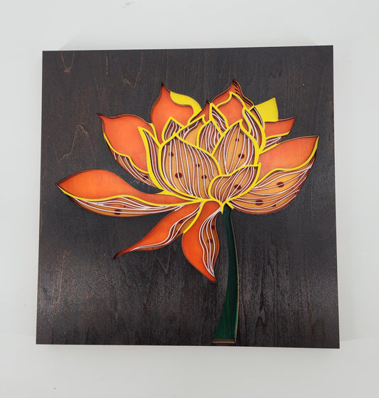 Laser Cut Tiger Lily Flower Wall Art - Intricate Layered Floral Design, Botanical Home Decor, Wooden Flower Art, Nature-Inspired Decor- 1047