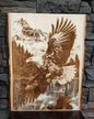 Laser Engraved Eagle in Flight on Live Edge Basswood - Rustic Wildlife Wall Art, Patriotic Eagle Decor - 1078