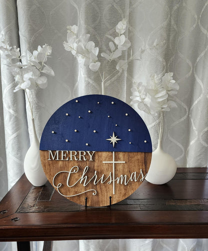 Rustic Merry Christmas Door Hanger - Laser Cut Wood Holiday Decor, Farmhouse Christmas Wall Sign, Holiday Door Hanger, Farmhouse Christmas